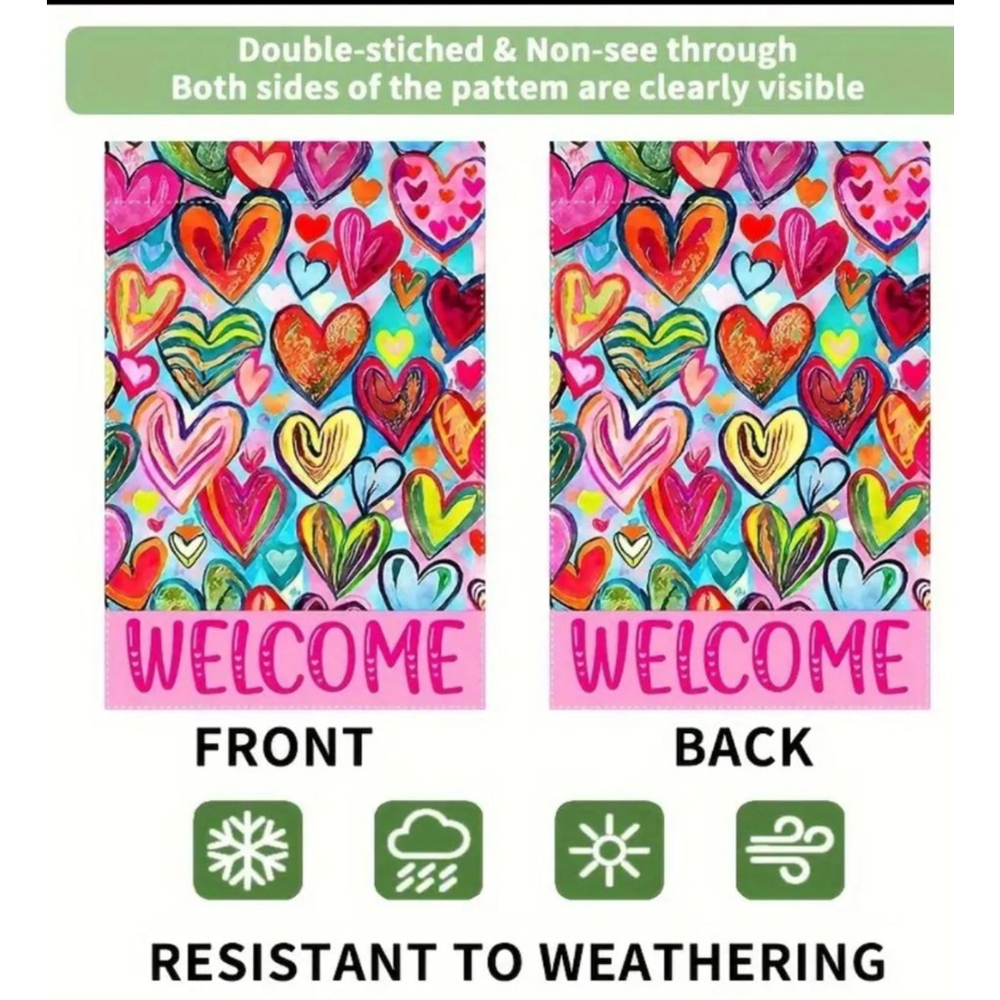 Welcome Hearts Garden Flag - Picture 2 of 2